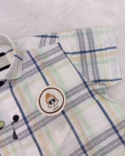 BOYS SHIRT CODE-A82 He & She Boys Casual Checked Half Sleeve Cotton Shirt | Stylish Summer Kids Shirt