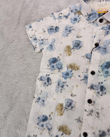 BOYS SHIRT CODE-A78 He & She Boys White Floral Printed Half Sleeve Casual Shirt | Stylish Summer Shirt for Kids