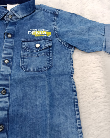 BOYS SHIRT CODE-A74 He and She Boys Denim Shirt | Full Sleeve Casual Cotton Blend Shirt for Kids | Stylish Blue Denim Look