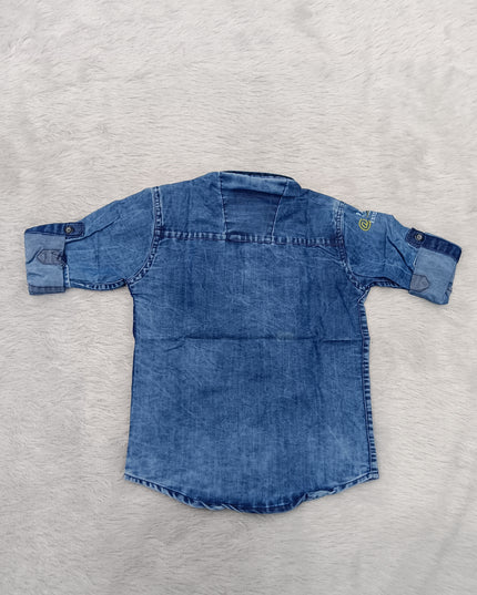 BOYS SHIRT CODE-A74 He and She Boys Denim Shirt | Full Sleeve Casual Cotton Blend Shirt for Kids | Stylish Blue Denim Look