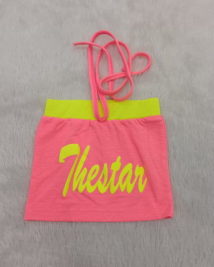 GIRLS TOPS CODE-A94 He and She Girls Neon Color Block Cut-Out Top | Stylish Casual Half Sleeve Top for Girls