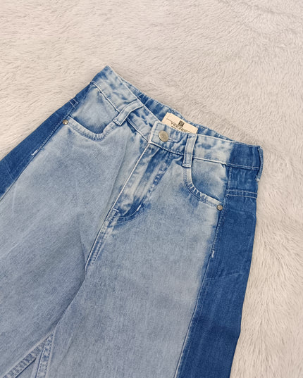 GIRLS JEANS CODE-A100 Girls Two-Tone Wide Leg Denim Jeans | Stylish Casual Kids Jeans