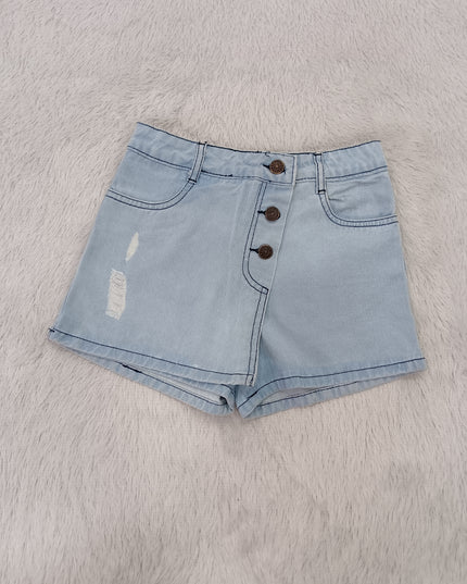 GIRLS SKORT CODE-A103 Girls Light Blue Denim Skirt Shorts | Stylish Casual Skort for Kids