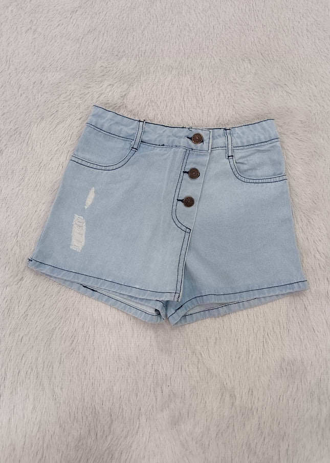 GIRLS SKORT CODE-A103 Girls Light Blue Denim Skirt Shorts | Stylish Casual Skort for Kids