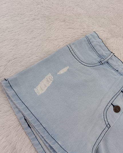 GIRLS SKORT CODE-A103 Girls Light Blue Denim Skirt Shorts | Stylish Casual Skort for Kids