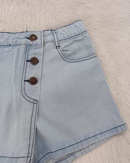 GIRLS SKORT CODE-A103 Girls Light Blue Denim Skirt Shorts | Stylish Casual Skort for Kids