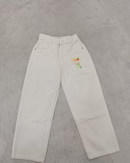 GIRLS JEANS CODE-A99 Girls Wide Leg Denim Jeans with Heart Patch | Kids Casual Fashion Pants | He and She