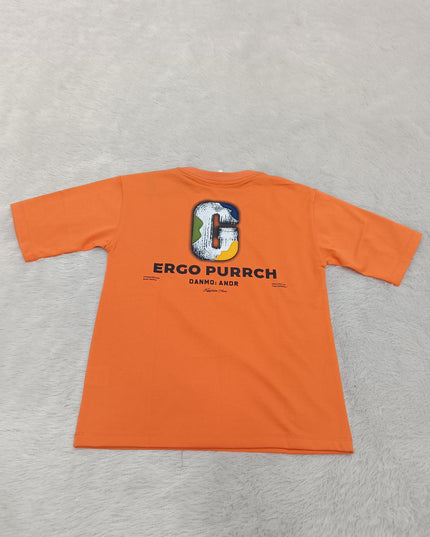 BOYS TSHIRT CODE-A128 Boys Orange Graphic Cotton T-Shirt | Half Sleeve Casual Kids Wear
