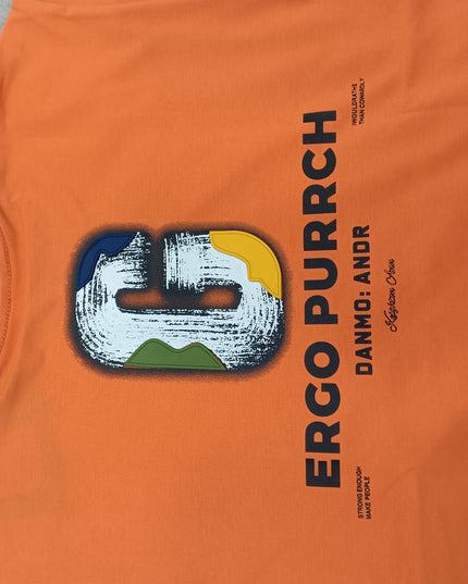 BOYS TSHIRT CODE-A128 Boys Orange Graphic Cotton T-Shirt | Half Sleeve Casual Kids Wear