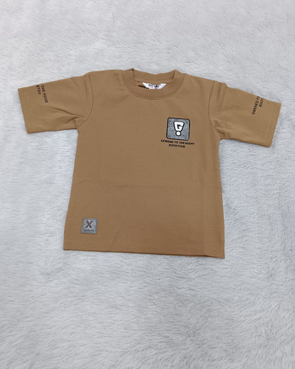 BOYS TSHIRT CODE-A127 Boys Graphic Printed Cotton Half Sleeve T-Shirt | Green & Beige | Casual Summer Wear (2-7 Years)