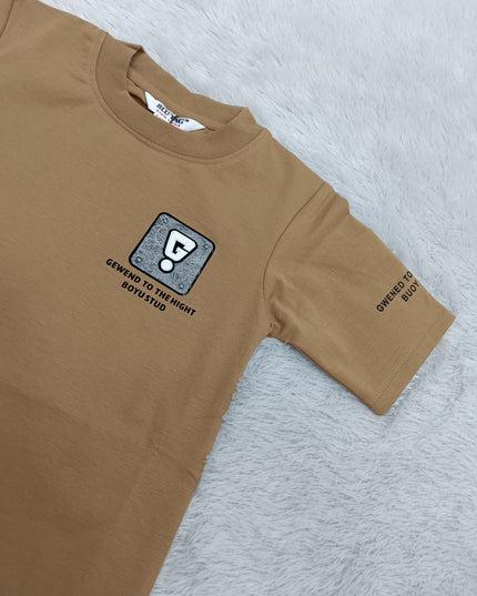 BOYS TSHIRT CODE-A127 Boys Graphic Printed Cotton Half Sleeve T-Shirt | Green & Beige | Casual Summer Wear (2-7 Years)