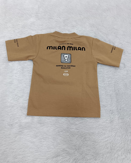 BOYS TSHIRT CODE-A127 Boys Graphic Printed Cotton Half Sleeve T-Shirt | Green & Beige | Casual Summer Wear (2-7 Years)