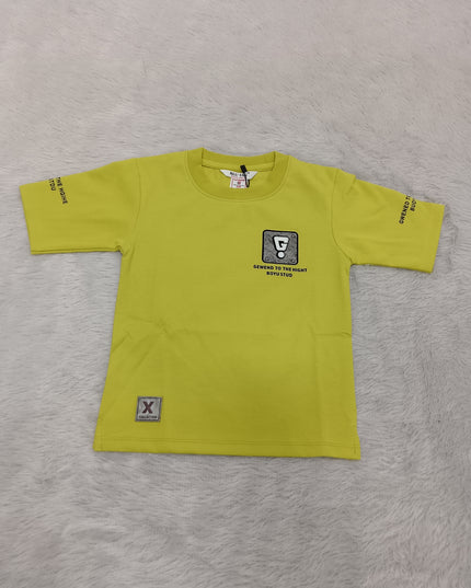 BOYS TSHIRT CODE-A127 Boys Graphic Printed Cotton Half Sleeve T-Shirt | Green & Beige | Casual Summer Wear (2-7 Years)