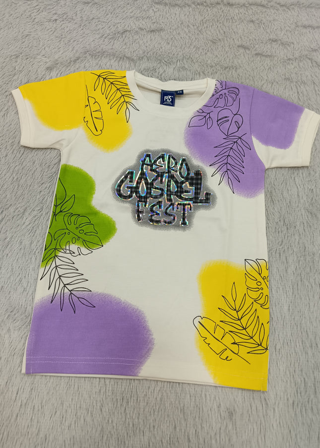 BOYS TSHIRT CODE-A146Boys White Printed Cotton Half Sleeve T-Shirt | Premium Casual Summer Wear | He And She Kidswear
