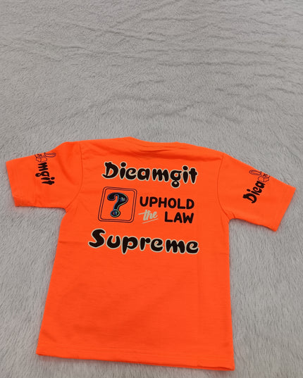 BOYS TSHIRT CODE-A151He and She Boys Neon Orange Graphic Printed Cotton T-Shirt | Casual Half Sleeve Round Neck Kids Tee