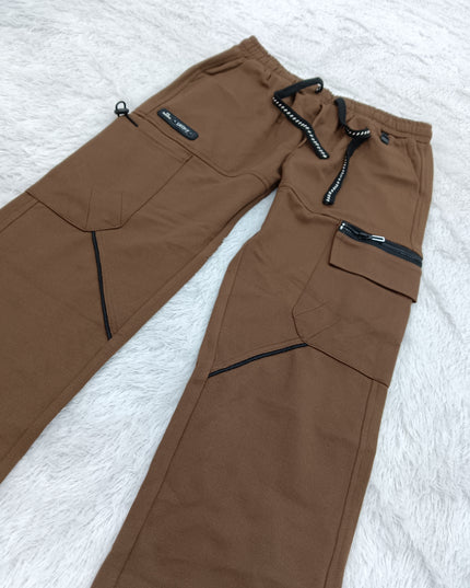 BOYS PANT CODE-A136 Boys Brown Cargo Pants with Utility Pockets | Stylish Kids Casual Wear – He and She