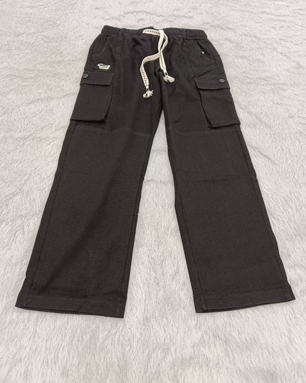 BOYS PANT CODE-A132He and She Boys Black Cargo Jeans | Premium Cotton Blend Straight Fit Pants for Kids