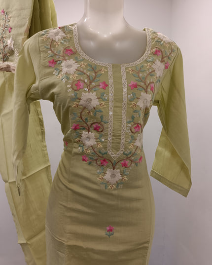 LADIES KURTI SET CODE-A184 He And She Women's Embroidered Straight Kurta Pant Set with Dupatta | Floral Embroidery | Ethnic Wear