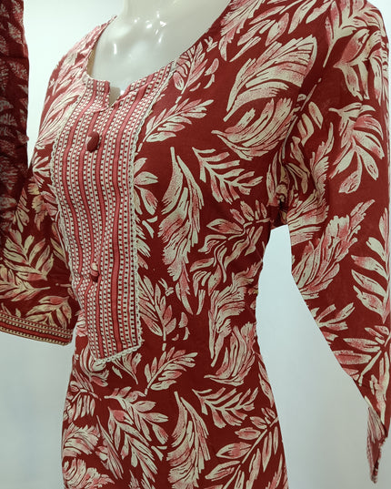 LADIES KURTI SET CODE-A172 Women's Maroon Kurti Set with Dupatta | He and She