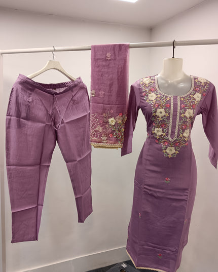LADIES KURTI SET CODE-A184 He And She Women's Embroidered Straight Kurta Pant Set with Dupatta | Floral Embroidery | Ethnic Wear