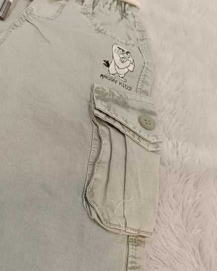 BOYS JEANS CODE-A163 Boys Light Olive Cargo Pants | Premium Cotton Cargo Trousers for Kids | He And She Kidswear