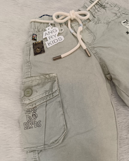 BOYS JEANS CODE-A163 Boys Light Olive Cargo Pants | Premium Cotton Cargo Trousers for Kids | He And She Kidswear