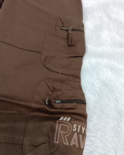 BOYS PANT CODE-A165 Boys Brown Utility Cargo Jeans | Premium Cotton Blend Casual Jeans for Kids | He And She