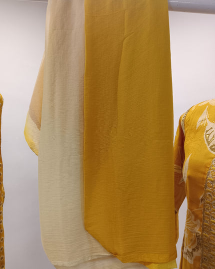 LADIES KURTI SET CODE-A197 He and She Women's Mustard Yellow Printed Kurti Set with Straight Pant & Dupatta | Ethnic Wear