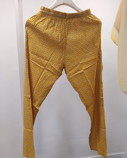 LADIES KURTI SET CODE-A197 He and She Women's Mustard Yellow Printed Kurti Set with Straight Pant & Dupatta | Ethnic Wear