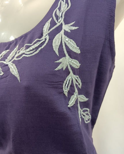 LADIES KURTI SET CODE-A193 Women's Purple Embroidered Cotton Blend Kurta Set with Straight Pants & Printed Dupatta