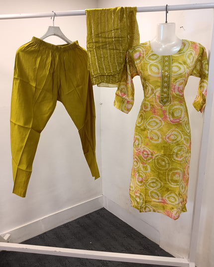 LADIES KURTI SET CODE-A188 He and She Women's Mustard Printed Kurti Set with Dupatta | Straight Kurta & Salwar | Ethnic Wear
