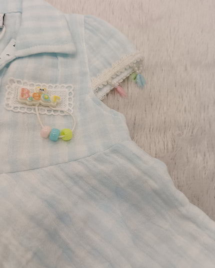GIRLS FROCK CODE-216 Baby Girls Cotton Checked Shirt Dress | Soft Casual Summer Dress | Pink & Sky Blue | He And She
