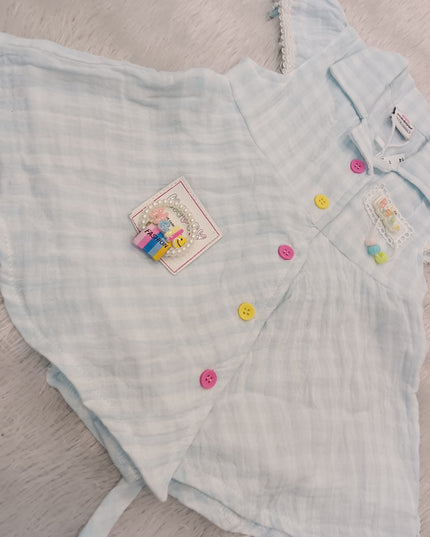 GIRLS FROCK CODE-216 Baby Girls Cotton Checked Shirt Dress | Soft Casual Summer Dress | Pink & Sky Blue | He And She