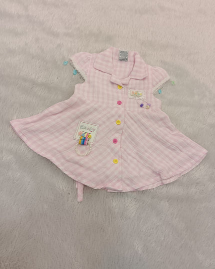 GIRLS FROCK CODE-216 Baby Girls Cotton Checked Shirt Dress | Soft Casual Summer Dress | Pink & Sky Blue | He And She