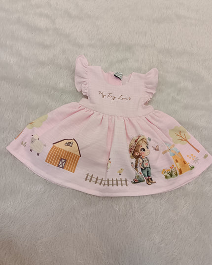 GIRLS FROCK CODE-A215 Baby Girls Pink Printed Cotton Dress | My Tiny Love Casual Party Dress | He And She