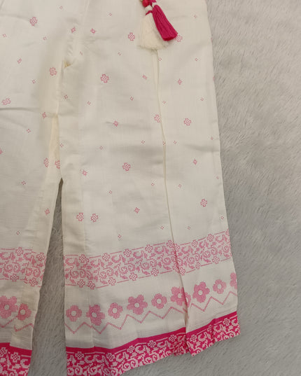 GIRLS CODINATE SET CODE-A213 Girls Pink Embroidered Top with Printed Palazzo Set | Stylish Cotton Blend Co-ord Set | He And She