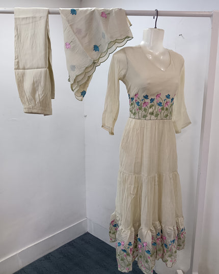 LADIES KURTIS SET CODE-A230 Women’s Floral Embroidered Anarkali Dress with Dupatta – Ethnic Wear