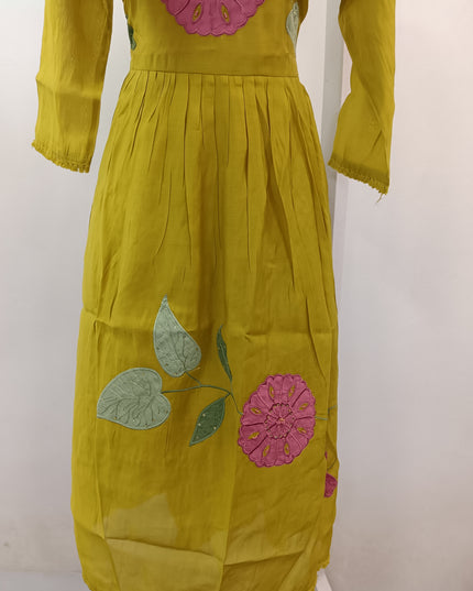 LADIES KURTIS SET CODE-A229 Mustard Embroidered Kurti Pant with Dupatta Set for Women