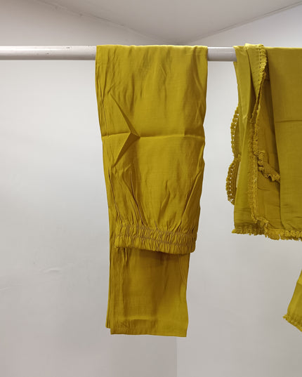 LADIES KURTIS SET CODE-A229 Mustard Embroidered Kurti Pant with Dupatta Set for Women