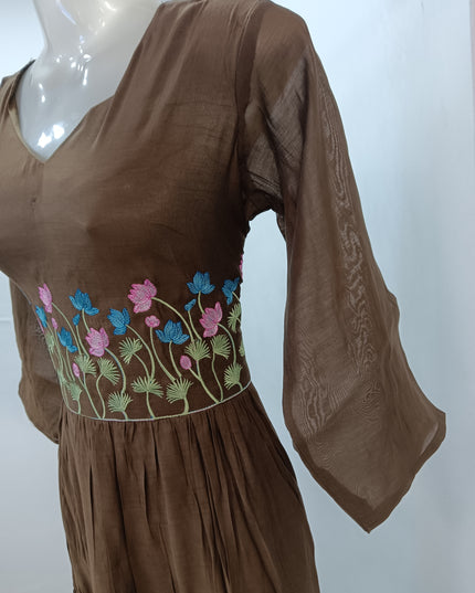 LADIES KURTIS SET CODE-A230 Women’s Floral Embroidered Anarkali Dress with Dupatta – Ethnic Wear
