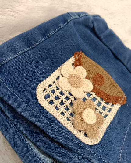 GIRLS WESTERN SET CODE-A223 Girls Denim Top & Shorts Set with Bow Detail | Stylish Summer Co-Ord Set