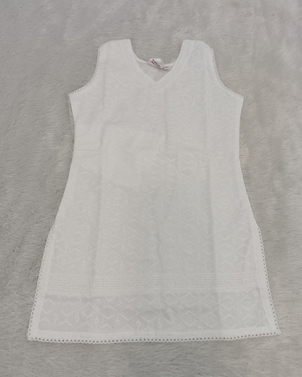 GIRLS KURTI CODE-A222 Girls White Embroidered Cotton Kurti