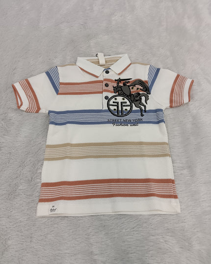 BOYS TESHIRT CODE-A221 Boys Striped Polo T-Shirt | Stylish Casual Half Sleeve T-Shirt