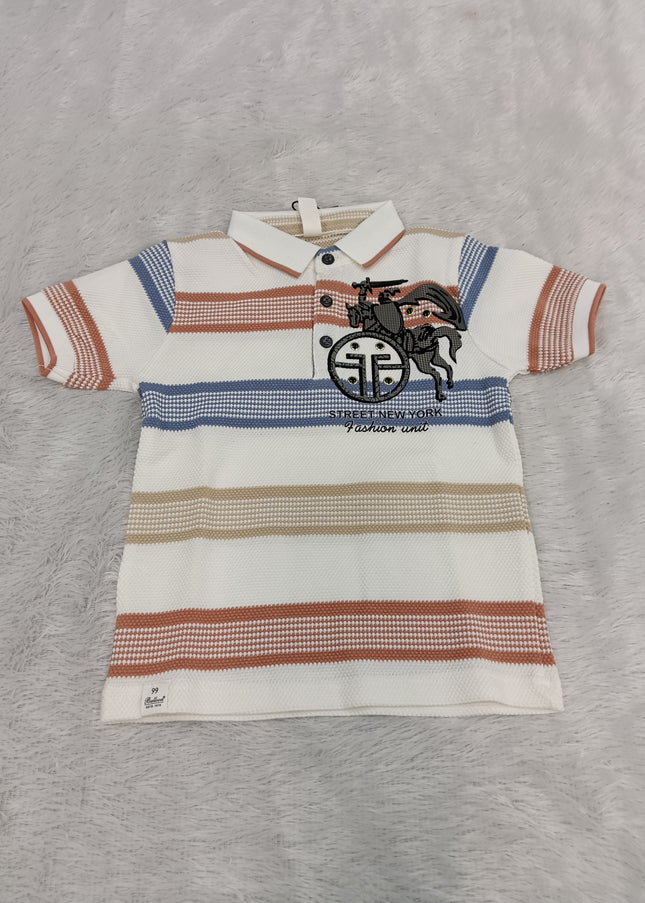 BOYS TESHIRT CODE-A221 Boys Striped Polo T-Shirt | Stylish Casual Half Sleeve T-Shirt