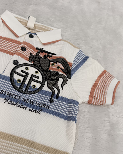 BOYS TESHIRT CODE-A221 Boys Striped Polo T-Shirt | Stylish Casual Half Sleeve T-Shirt