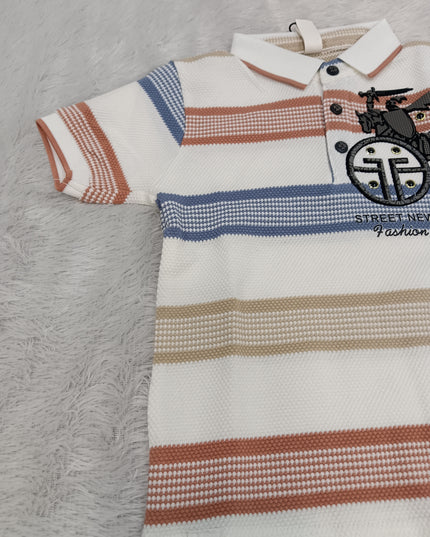 BOYS TESHIRT CODE-A221 Boys Striped Polo T-Shirt | Stylish Casual Half Sleeve T-Shirt