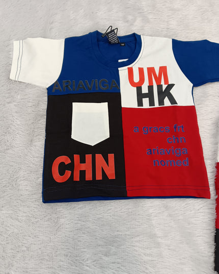 BOYS CODINATE CODE-A236 Boys Color Block T-Shirt & Cargo Pants Co-Ord Set