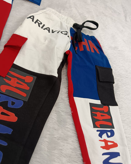 BOYS CODINATE CODE-A236 Boys Color Block T-Shirt & Cargo Pants Co-Ord Set