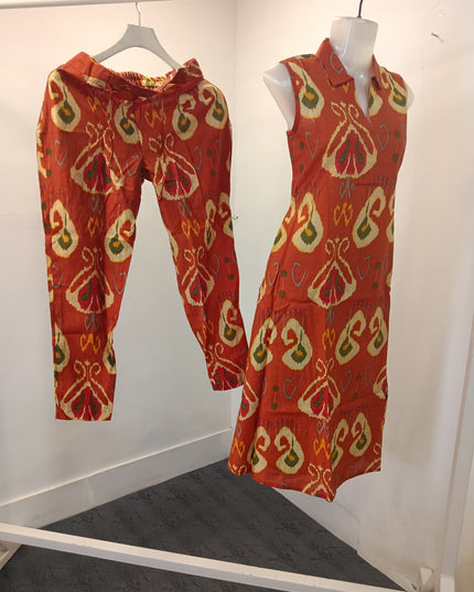 LADIES COTS CODE-A249 Women’s Printed Kurta Pant Set – Sleeveless Ethnic Co-Ord Set