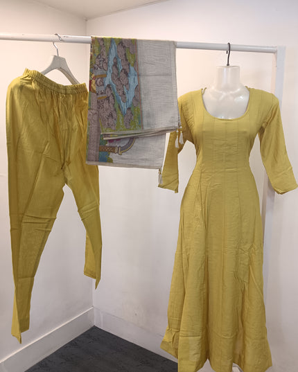 LADIES KURTI SET CODE-A264 Mustard Yellow Women’s Kurta Pant Set with Printed Dupatta